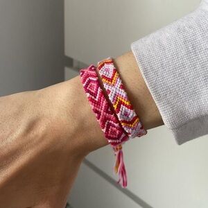 Yellow and Pink Chevron Friendship Bracelets